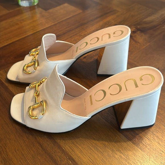 Gucci Off-white Horsebit Heeled Sandals In Mystic White size 39.5 - Picture 4 of 7